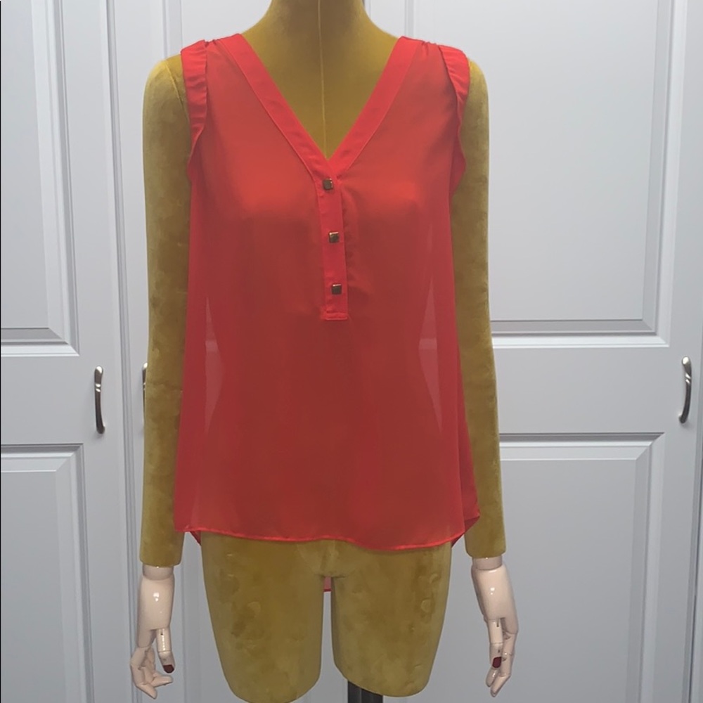 Forever 21 sheer tank top with gold buttons
